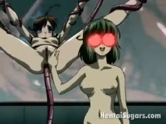 Curvaceous hentai minx giving felatio and slurping hot seed