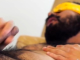 BEARFILMS Blindfolded Gay Bear Avi Strider Masturbates Solo