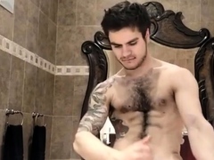 Greek Hunk Jerks Off in Bathroom and Cums