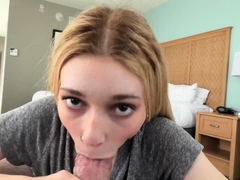 This blonde 18 teen knows how to suck and fuck