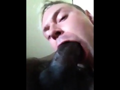 Amateur White Guy Sucks a Big Black Cock