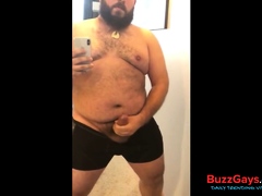 Fat Bear Stroking His Big Cock